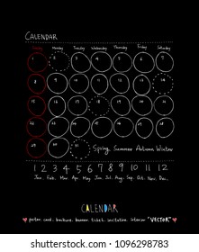 Hand drawn sketch calendar - Vector