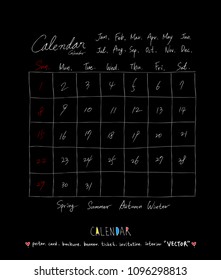 Hand drawn sketch calendar - Vector