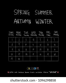 Hand drawn sketch calendar - Vector
