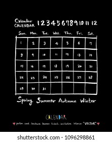 Hand drawn sketch calendar - Vector
