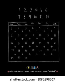 Hand drawn sketch calendar - Vector