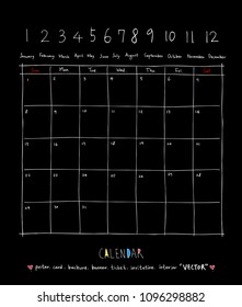 Hand drawn sketch calendar - Vector