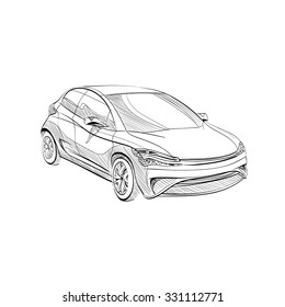 Hand drawn sketch car abstract vector design concept