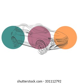 Hand drawn sketch car abstract vector design concept