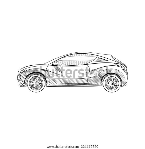 Hand\
drawn sketch car abstract vector design\
concept