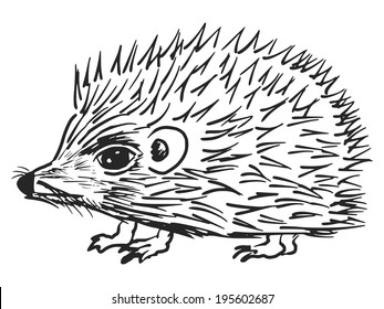 Hedgehog Black Outline Freehand Drawing Cute Stock Vector (Royalty Free ...