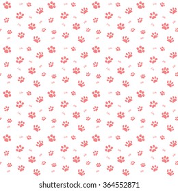 Hand drawn Sketch cats paw and traces seamless pattern, Vector Illustration Elements isolated on white background.