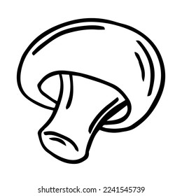 Hand drawn sketch of champignons. Vector illustration of mushrooms champignons on white background
