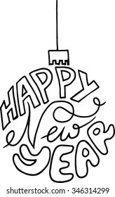 hand drawn sketch christmas ball with new year inspiration