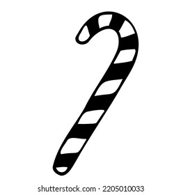 Hand drawn sketch of a Christmas candy cane on a white background
