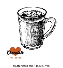 Hand drawn sketch cocoa chocolate product background. Vintage vector illustration of natural healthy food