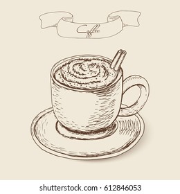 Hand Drawn Sketch Coffee Cup Vector Stock Vector (royalty Free) 612846053