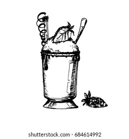 Hand Drawn Sketch of Coffee Latte. Vintage Sketch. Great for Banner, Label, Poster