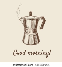 Hand Drawn Sketch Coffee Maker Vector Illustration