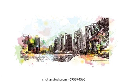 179 Dubai skyline colourful sketches Images, Stock Photos & Vectors ...