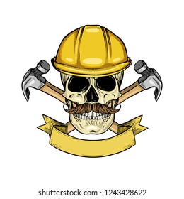 Hand drawn sketch, color skull