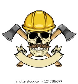 Hand drawn sketch, color skull