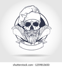 Hand drawn sketch, color skull