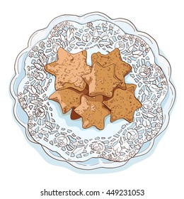 Hand drawn sketch cookies  isolated on white background