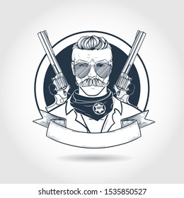 Hand drawn sketch cowboy. Vector illustration