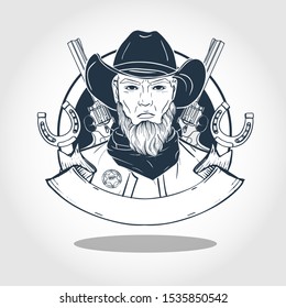 Hand drawn sketch cowboy. Vector illustration