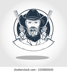 Hand drawn sketch cowboy. Vector illustration