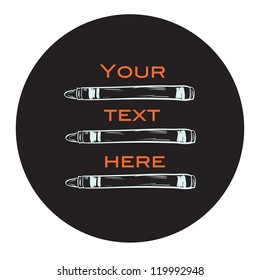 Hand drawn sketch of crayons with the place for the text on the chalkboard background. Vector Illustration.