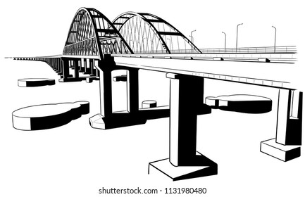 Hand drawn sketch of Crimean bridge