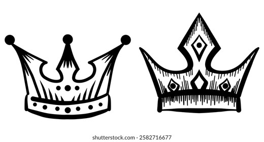 Hand drawn sketch crown doodle