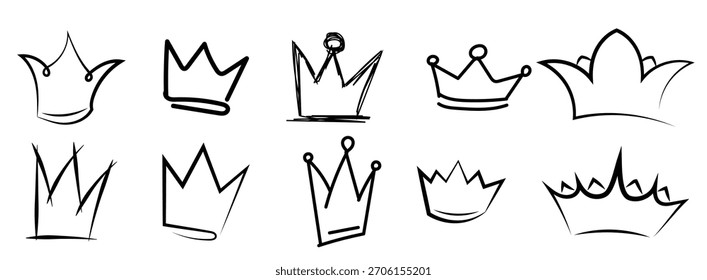 Dibujado a mano boceto de coronas Ilustración vectorial