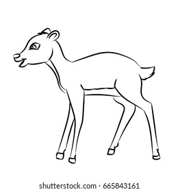  Hand drawn sketch of Deer Rat isolated, Black and White Cartoon Vector Illustration for Coloring Book - Line Drawn Vector