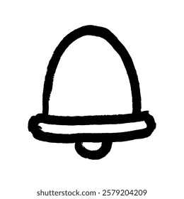 A hand drawn sketch depicting a simple bell icon commonly used for notifications or alerts.