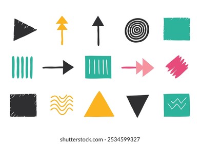 Hand drawn sketch design. Grunge abstract chalk, crayon pencil style isolated flat vector illustration on white background.