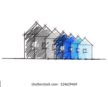 Hand drawn sketch of the diagram of house environmental impact rating. Eps10