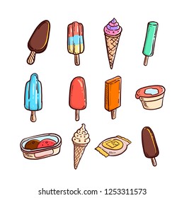 Hand drawn Sketch of Different Ice cream