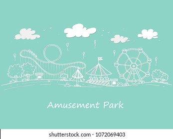 Hand Drawn Sketch Doodle Amusement Park