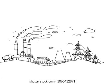 Hand Drawn Sketch Doodle Factory Drawn Stock Vector (Royalty Free ...
