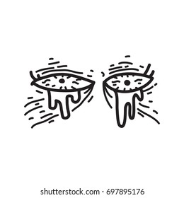 Hand Drawn Sketch Doodle of a Halloween Stuff Creepy Eyes Vector Icon Illustration