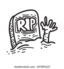 Hand Drawn Sketch Doodle of a Halloween Stuff Dead Zombie Vector Icon Illustration