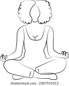Hand drawn sketch doodle line illustration of a woman doing yoga