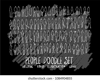 Hand drawn Sketch doodle vector line Human element icon set on Chalkboard