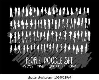 Hand drawn Sketch doodle vector line Human element icon set on Chalkboard