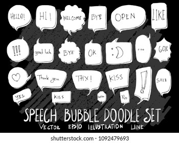 Hand drawn Sketch doodle vector speech bubble element icon set on Chalkboard