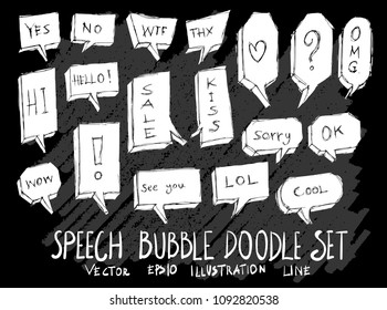 Hand drawn Sketch doodle vector speech bubble element icon set on Chalkboard