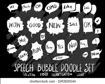 Hand drawn Sketch doodle vector speech bubble element icon set on Chalkboard