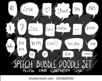 Hand drawn Sketch doodle vector speech bubble element icon set on Chalkboard
