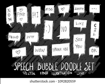 Hand drawn Sketch doodle vector speech bubble element icon set on Chalkboard