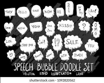 Hand drawn Sketch doodle vector speech bubble element icon set on Chalkboard