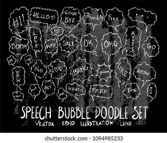 Hand drawn Sketch doodle vector bubble element icon set on Chalkboard