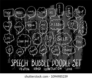 Hand drawn Sketch doodle vector bubble element icon set on Chalkboard
